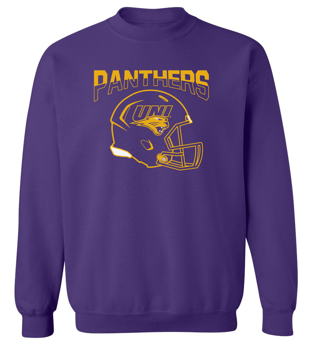 Northern Iowa Panthers Crewneck Sweatshirt - UNI Football Helmet