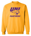 Northern Iowa Panthers Crewneck Sweatshirt - Purple UNI Panthers Logo on Gold