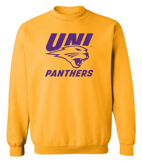 Northern Iowa Panthers Crewneck Sweatshirt - Purple UNI Panthers Logo on Gold