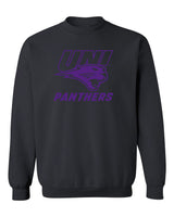 Northern Iowa Panthers Crewneck Sweatshirt - Purple UNI Panthers Logo on Black