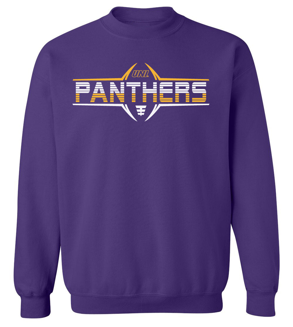 Northern Iowa Panthers Crewneck Sweatshirt - Striped UNI Panthers Football Laces