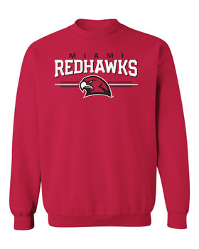 Miami University RedHawks Crewneck Sweatshirt - Hawk Head 3-Stripe
