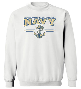 Navy Midshipmen Crewneck Sweatshirt - U.S. Navy 3 Stripe Anchor Logo