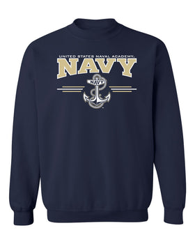Navy Midshipmen Crewneck Sweatshirt - U.S. Navy 3 Stripe Anchor Logo