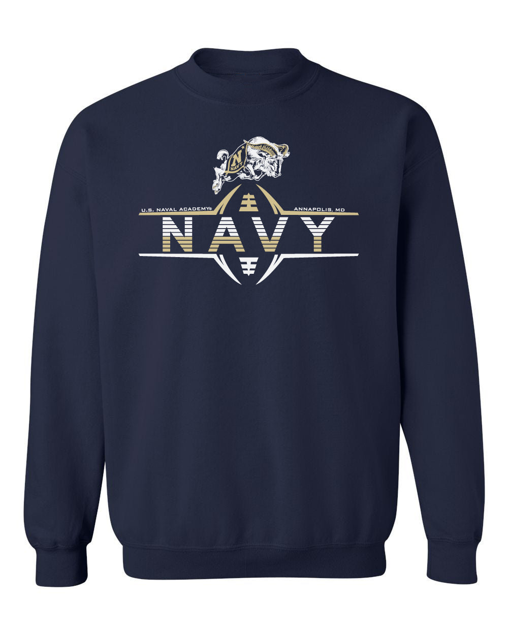 Navy Midshipmen Crewneck Sweatshirt - Navy Football Laces and Goat