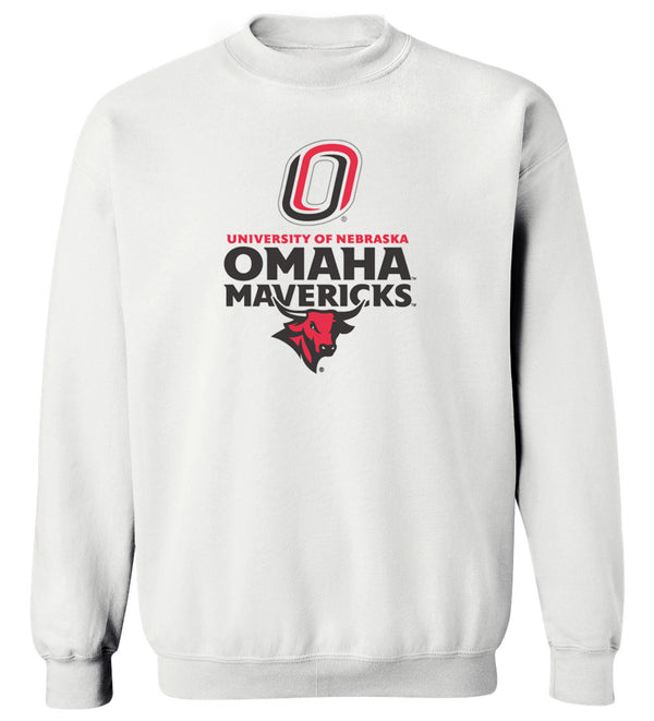 Omaha Mavericks Crewneck Sweatshirt - Omaha Mavericks with Bull and O