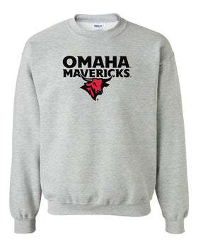 Omaha Mavericks Crewneck Sweatshirt - Omaha Mavericks with Bull on Gray