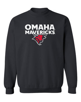 Omaha Mavericks Crewneck Sweatshirt - Omaha Mavericks with Bull on Black