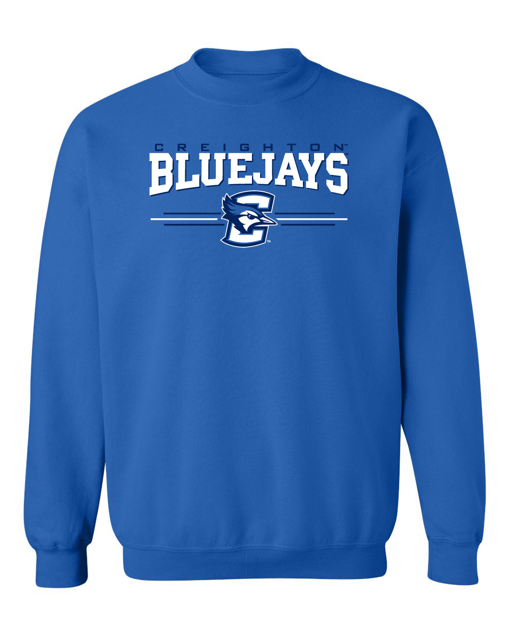 Creighton Bluejays Crewneck Sweatshirt - Bluejays 3 Stripe Primary Logo