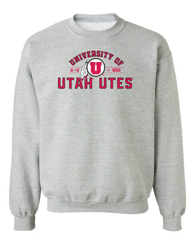 Utah Utes Crewneck Sweatshirt - U of U Arch with Circle Feather Logo