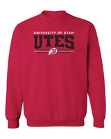 Utah Utes Crewneck Sweatshirt - Arch UTES 3 Stripe Logo