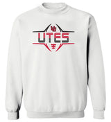 Utah Utes Crewneck Sweatshirt - Striped UTES Football Laces