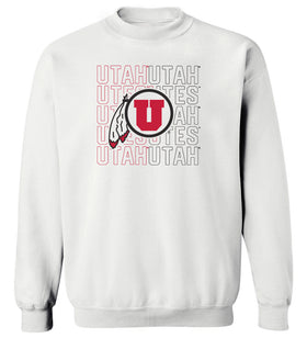 Utah Utes Crewneck Sweatshirt - Utah Utes Logo Overlay