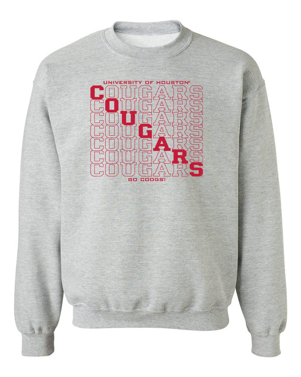 Houston Cougars Crewneck Sweatshirt - Diagonal Cougars Echo