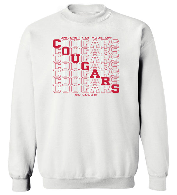 Houston Cougars Crewneck Sweatshirt - Diagonal Cougars Echo