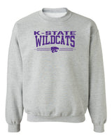 K-State Wildcats Crewneck Sweatshirt - K-State Wildcats 3 Stripe Powercat