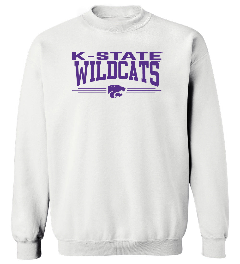K-State Wildcats Crewneck Sweatshirt - K-State Wildcats 3 Stripe Powercat
