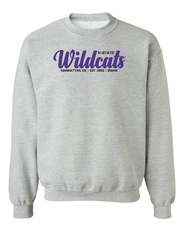K-State Wildcats Crewneck Sweatshirt - Script Wildcats EST 1863