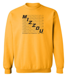 Missouri Tigers Crewneck Sweatshirt - Mizzou Diagonal Echo