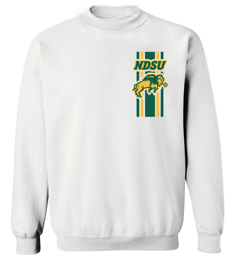 NDSU Bison Crewneck Sweatshirt - Bison Logo Vertical Stripe