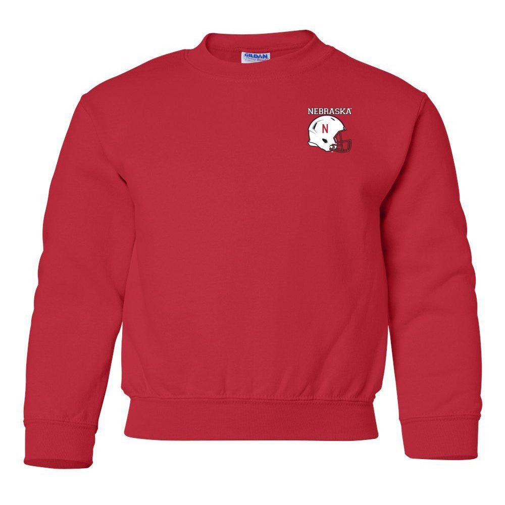 Nebraska Cornhuskers Football Helmet Youth Crewneck Sweatshirt