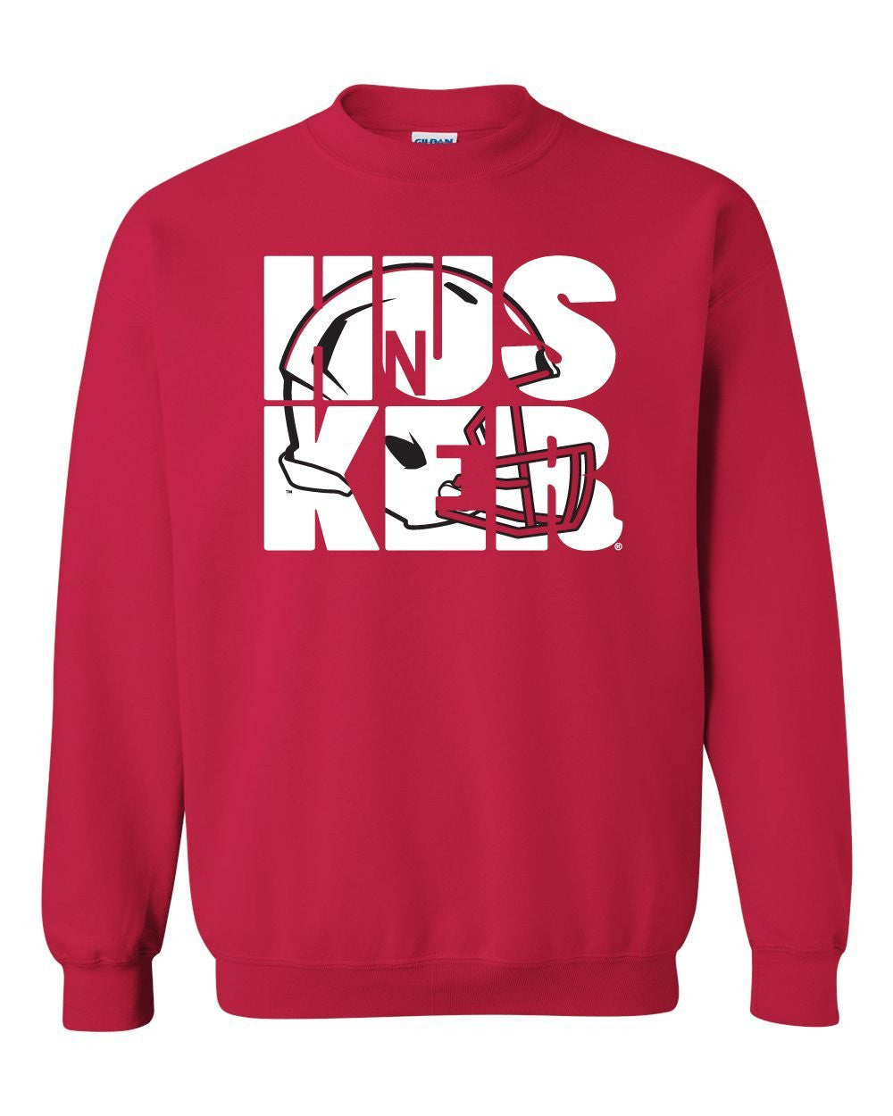 Nebraska Cornhuskers Football HUSKER Helmet Crewneck Sweatshirt