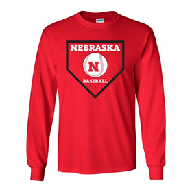 Nebraska Huskers Baseball Home Plate Long Sleeve Tee Shirt