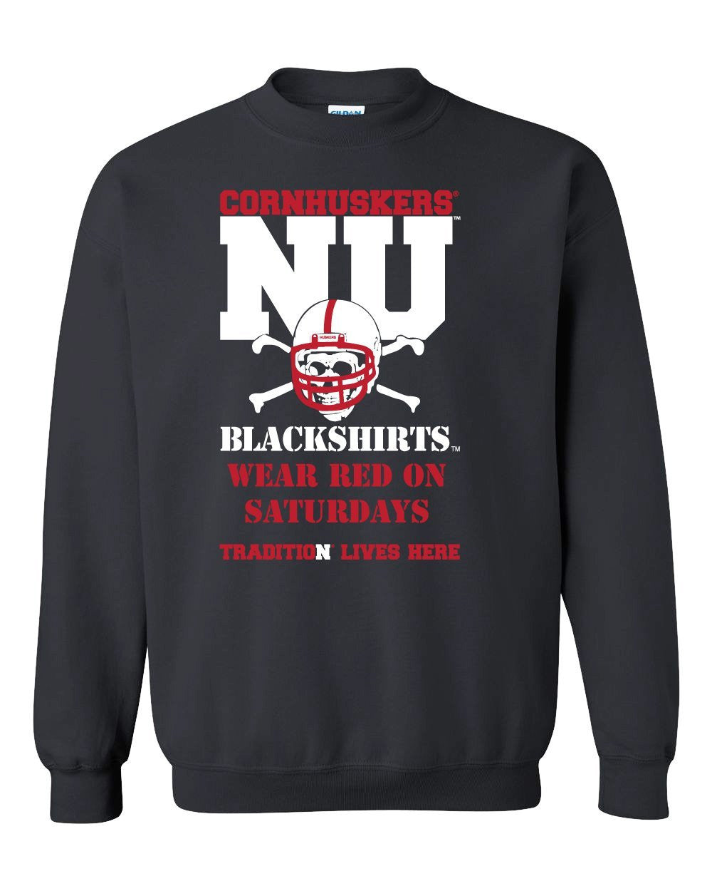 Nebraska Cornhuskers Football "Blackshirts Wear Red on Saturdays" Crewneck Sweatshirt
