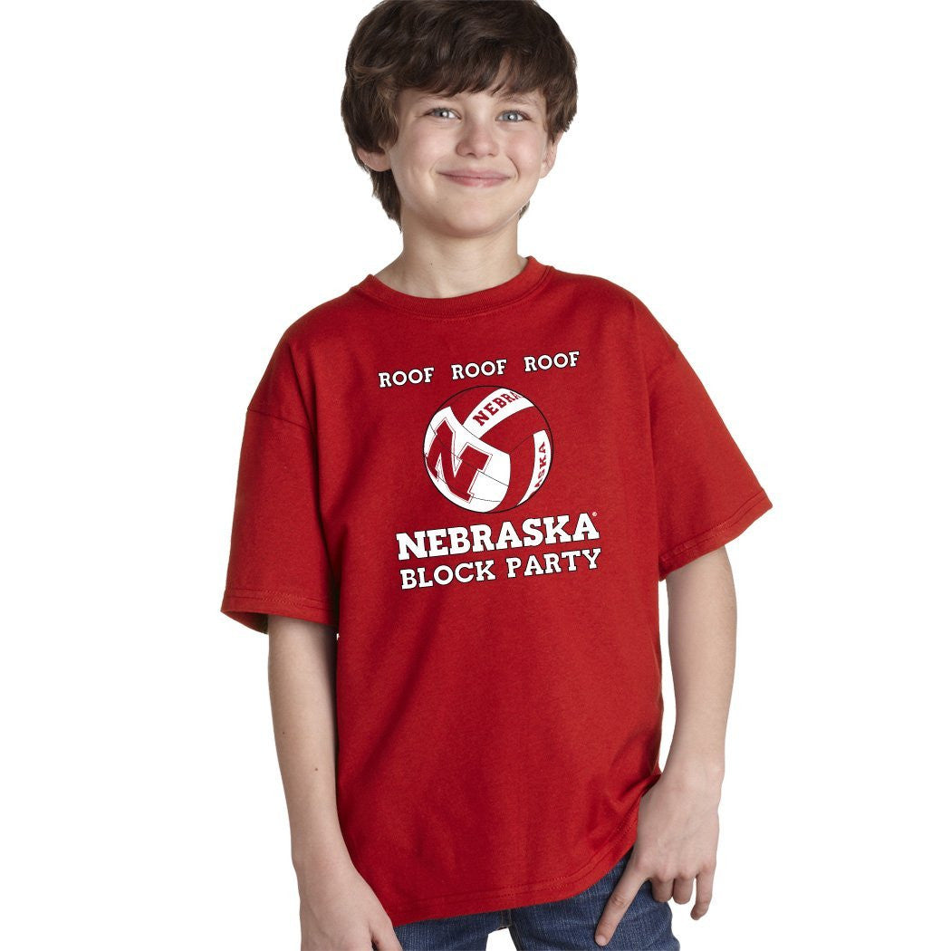 Nebraska Huskers Volleyball ROOF ROOF ROOF Youth Boys Tee Shirt