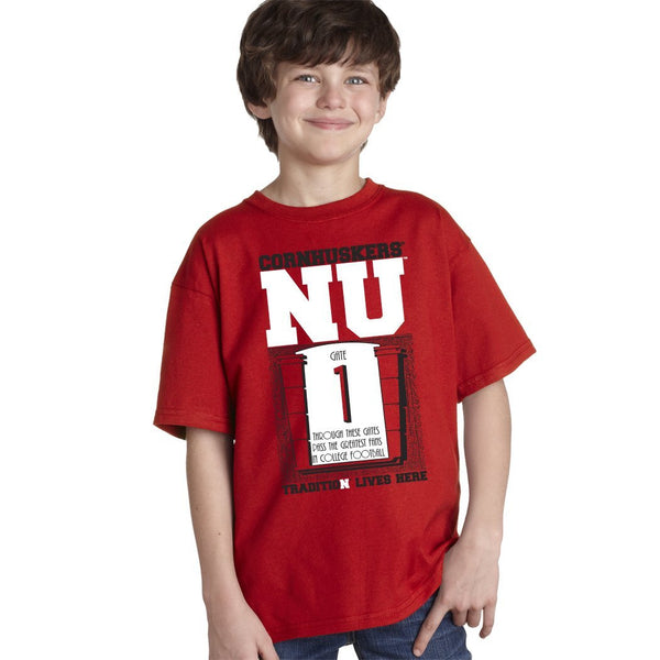 Nebraska Cornhuskers Football Gate #1 Youth Boys Tee Shirt