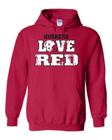 Nebraska Cornhuskers Football "LOVE RED" Helmet Hooded Sweatshirt
