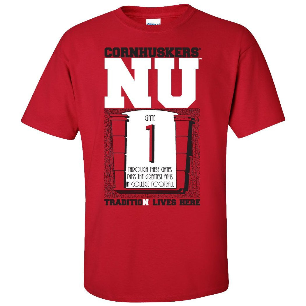 Nebraska Cornhuskers Football Tradition Lives Here "Gate 1" Tee Shirt