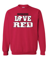 Nebraska Cornhuskers Football "LOVE RED" Helmet Crewneck Sweatshirt