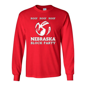 Nebraska Huskers Volleyball ROOF ROOF ROOF Long Sleeve Tee Shirt