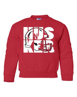 Nebraska Cornhuskers Football HUSKER Helmet Youth Crewneck Sweatshirt
