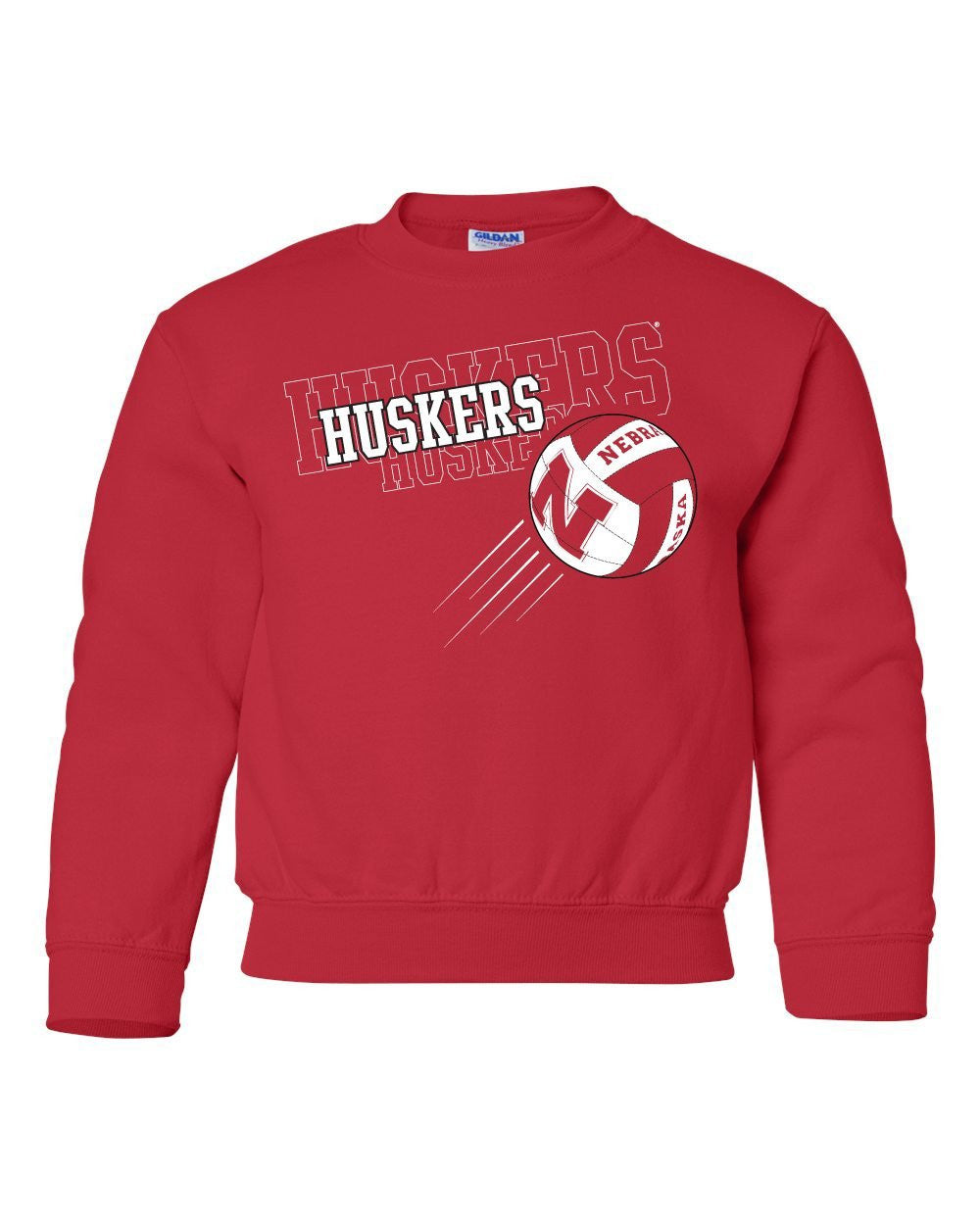 Nebraska Cornhuskers Volleyball "Huskers Huskers Huskers" Youth Crewneck Sweatshirt