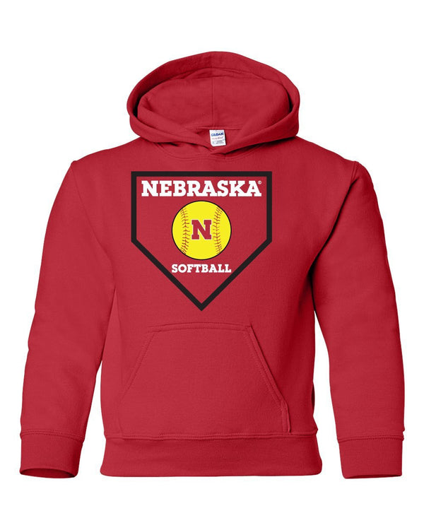 Nebraska Huskers Softball Home Plate Youth Hooded Sweatshirt