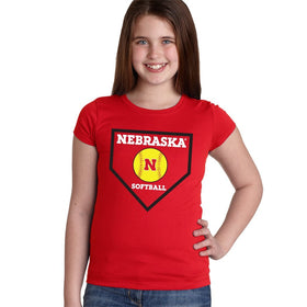 Nebraska Huskers Softball Home Plate Youth Girls Tee Shirt