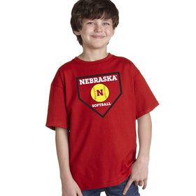 Nebraska Cornhuskers Softball Home Plate Youth Boys Tee Shirt