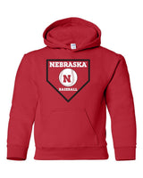 Nebraska Huskers Baseball Home Plate Youth Hooded Sweatshirt