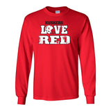 Nebraska Cornhuskers Football "LOVE RED" Helmet Long Sleeve Tee Shirt