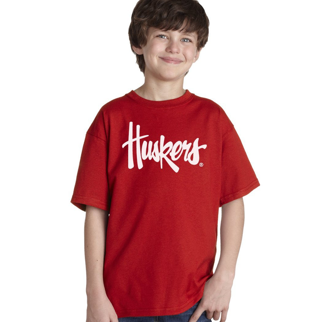 Nebraska Cornhuskers Legacy Script "Huskers" Youth Boys Tee Shirt