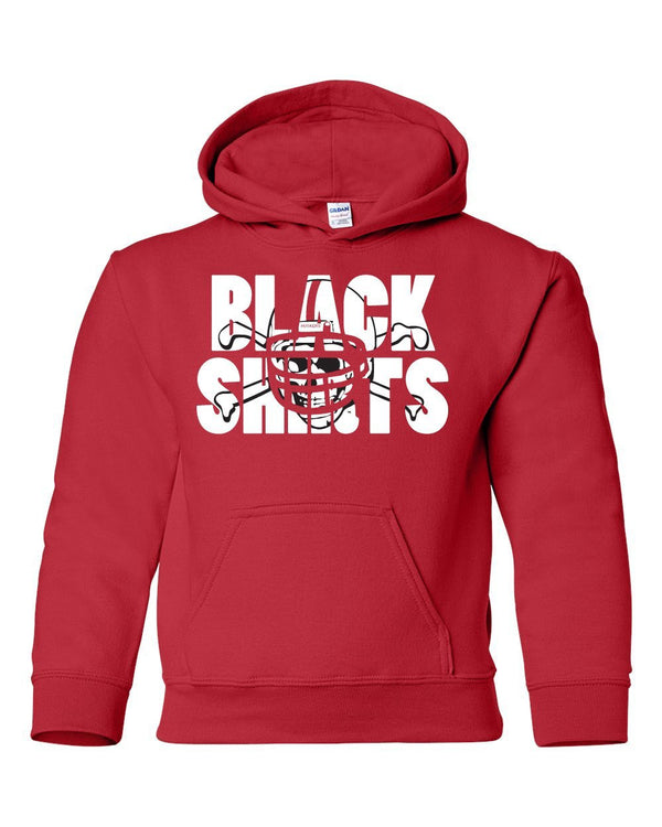 Nebraska Cornhuskers Football BLACKSHIRTS on Red Youth Hooded Sweatshirt