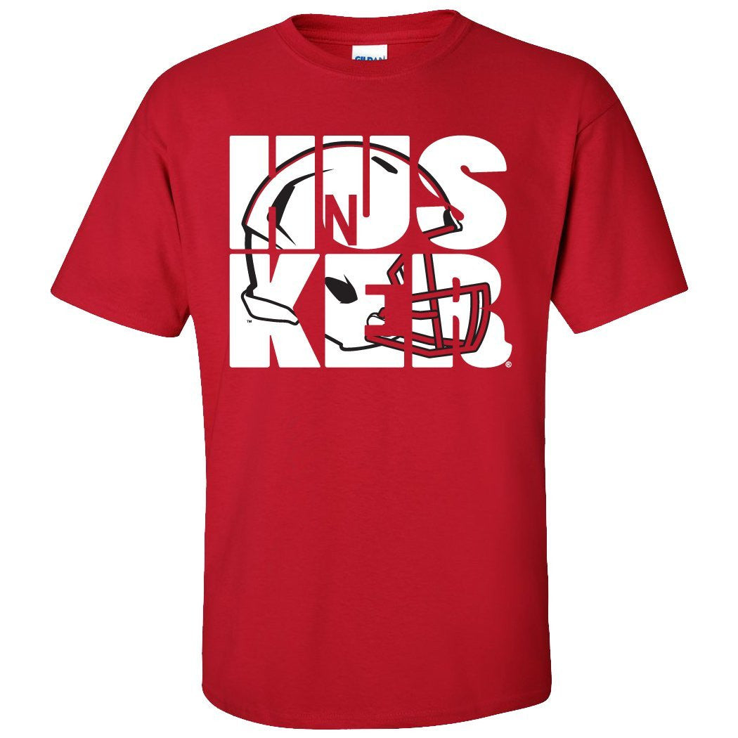 Nebraska Cornhuskers Football HUSKER Helmet Tee Shirt