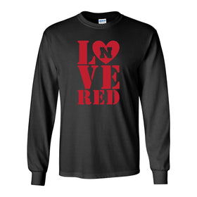 Nebraska Cornhuskers Stacked LOVE N RED Long Sleeve Tee Shirt