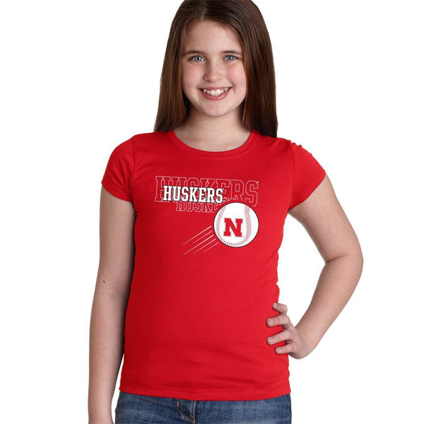 Nebraska Huskers x 3 Baseball Youth Girls Tee Shirt