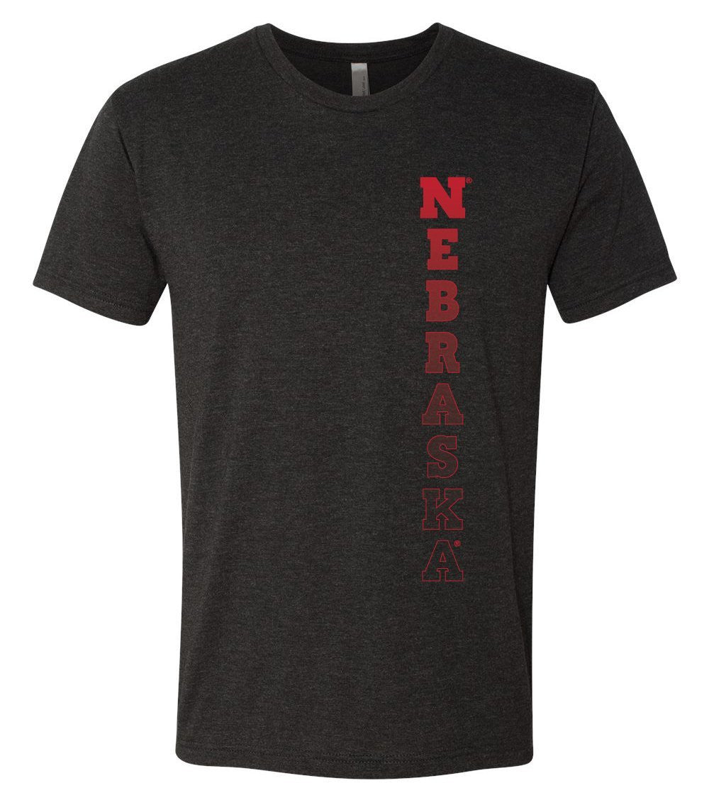 Premium Tri-Blend Nebraska Cornhuskers Vertical "NEBRASKA" Tee Shirt