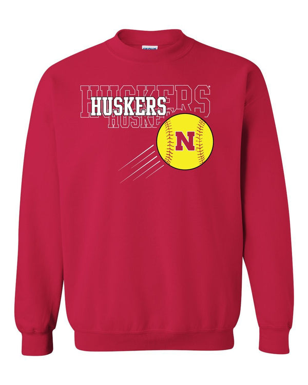 Nebraska Huskers x 3 Softball Crewneck Sweatshirt