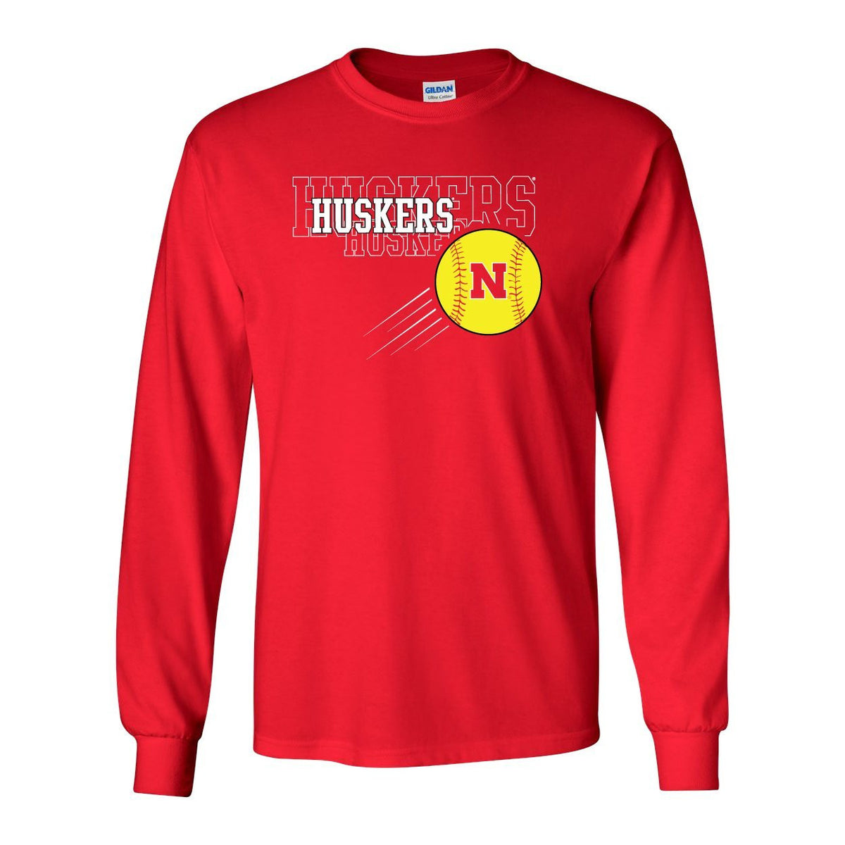 Nebraska Huskers x 3 Softball Long Sleeve Tee Shirt