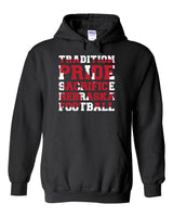 Nebraska Cornhuskers Football "TRADITION PRIDE SACRIFICE" Hooded Sweatshirt